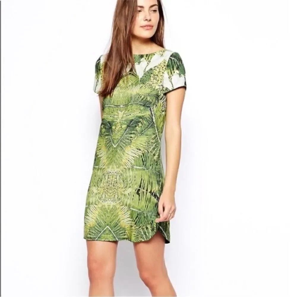 TED BAKER LONDON Women Mini Dress Tropics Green Size 2 US 6